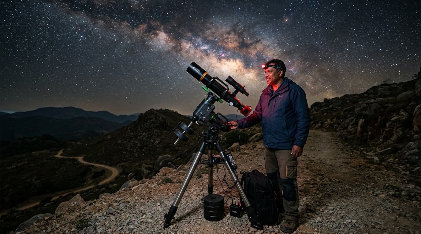 Astrophotographer under the Milky Way
